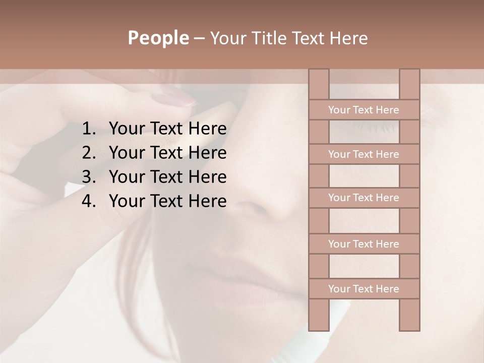 A Woman Is Putting A Pen In Her Eye PowerPoint Template