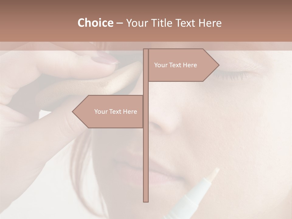 A Woman Is Putting A Pen In Her Eye PowerPoint Template