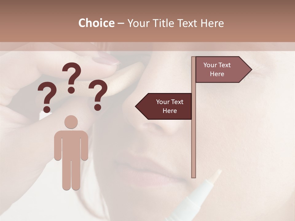 A Woman Is Putting A Pen In Her Eye PowerPoint Template