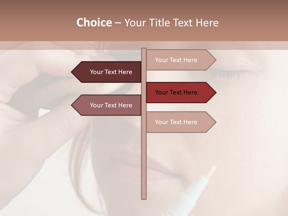 A Woman Is Putting A Pen In Her Eye PowerPoint Template