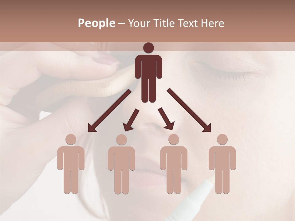 A Woman Is Putting A Pen In Her Eye PowerPoint Template