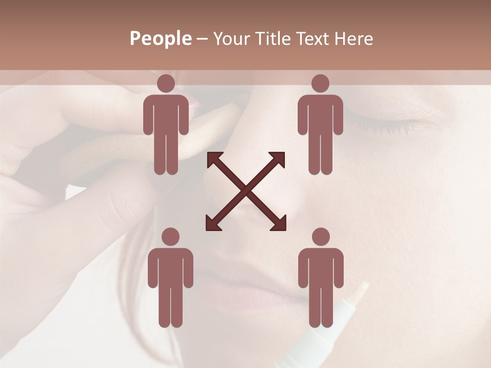 A Woman Is Putting A Pen In Her Eye PowerPoint Template