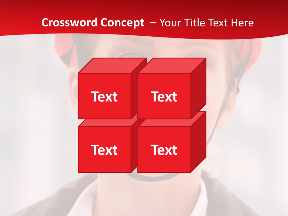 A Woman Wearing A Helmet With A Red Background PowerPoint Template