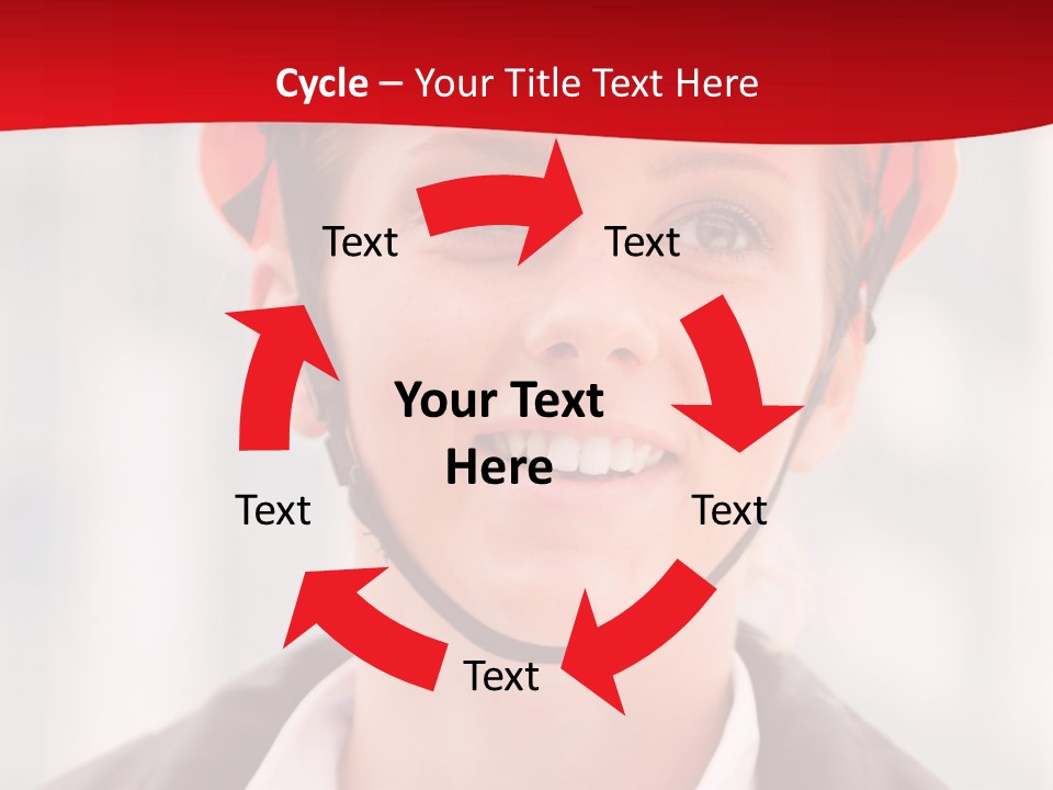 A Woman Wearing A Helmet With A Red Background PowerPoint Template