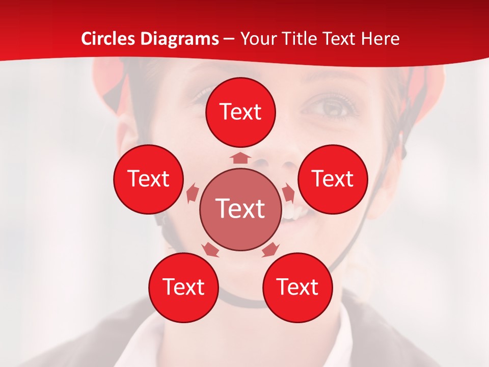 A Woman Wearing A Helmet With A Red Background PowerPoint Template