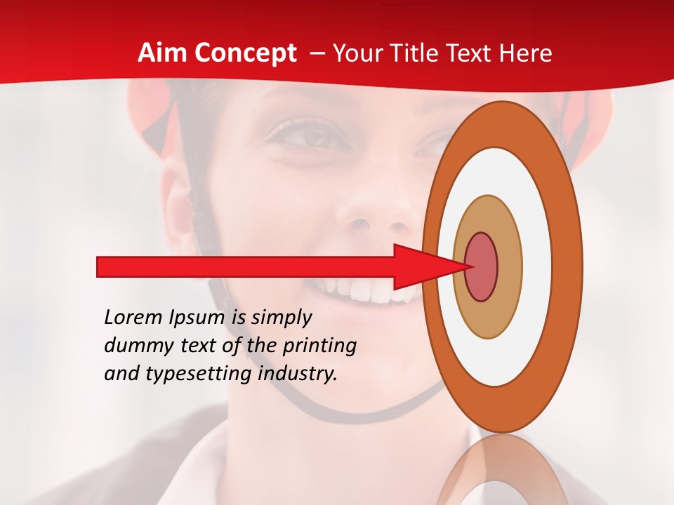 A Woman Wearing A Helmet With A Red Background PowerPoint Template