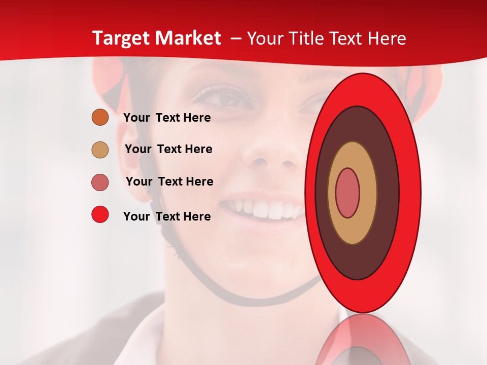 A Woman Wearing A Helmet With A Red Background PowerPoint Template