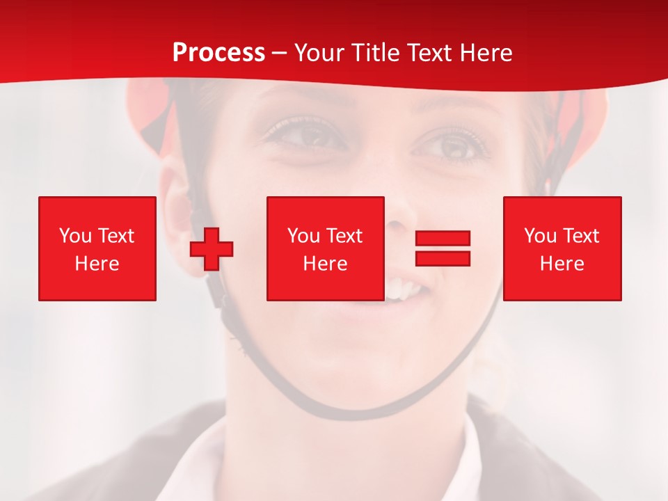 A Woman Wearing A Helmet With A Red Background PowerPoint Template