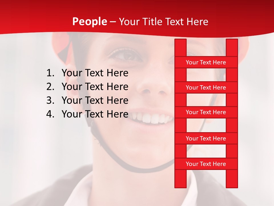 A Woman Wearing A Helmet With A Red Background PowerPoint Template