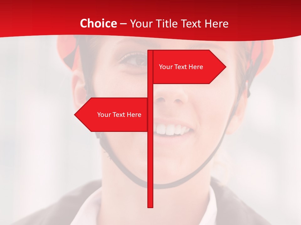 A Woman Wearing A Helmet With A Red Background PowerPoint Template