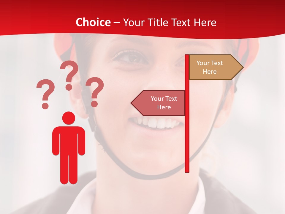 A Woman Wearing A Helmet With A Red Background PowerPoint Template