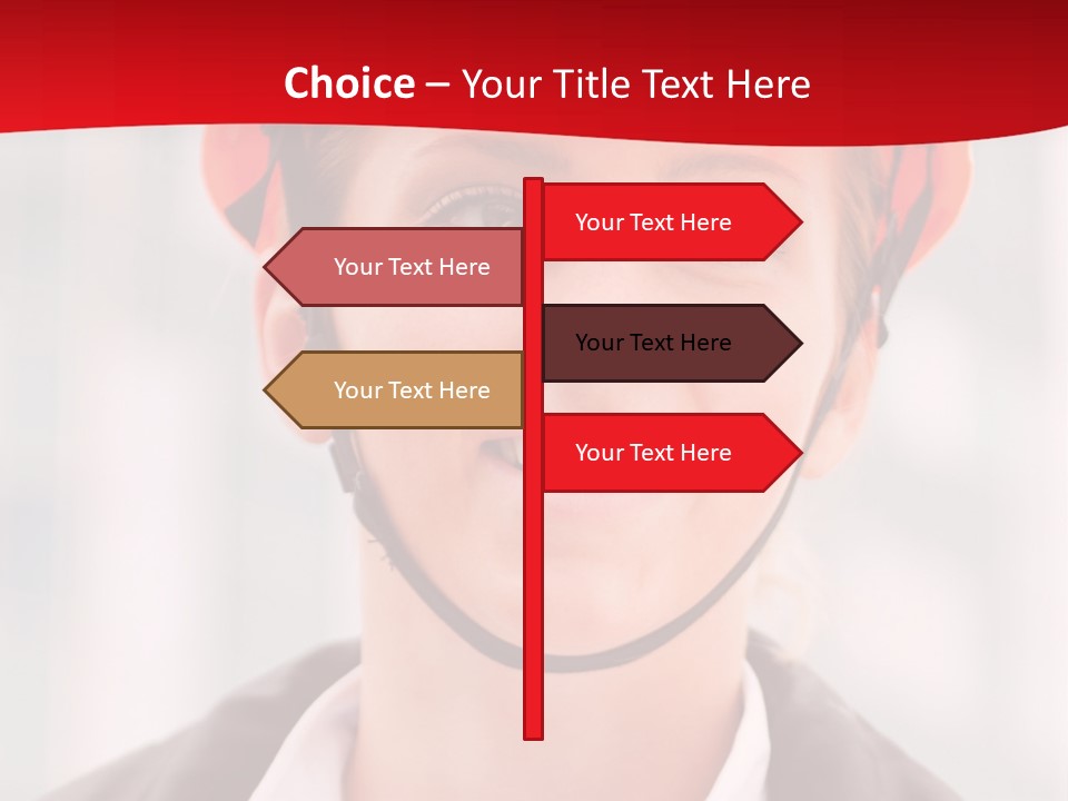 A Woman Wearing A Helmet With A Red Background PowerPoint Template