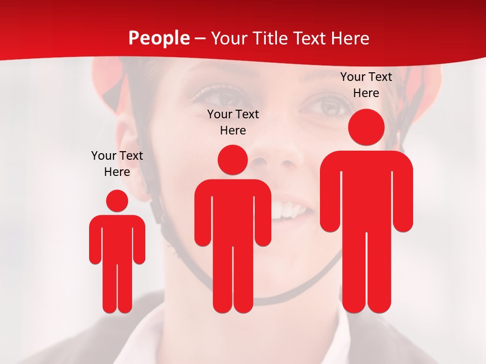 A Woman Wearing A Helmet With A Red Background PowerPoint Template