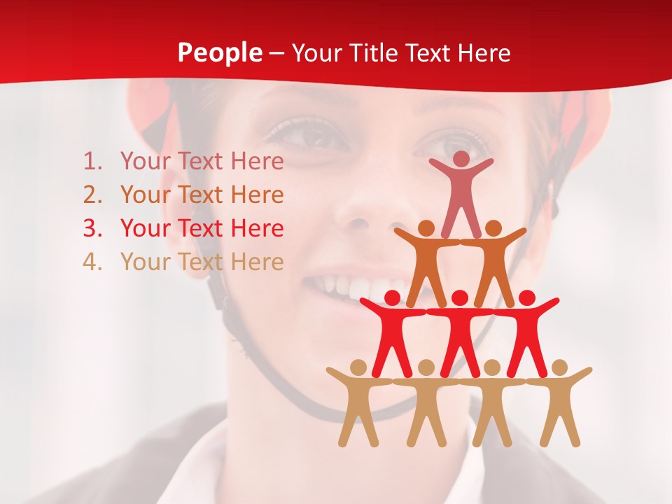 A Woman Wearing A Helmet With A Red Background PowerPoint Template
