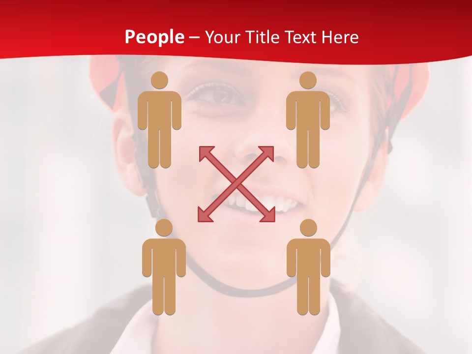 A Woman Wearing A Helmet With A Red Background PowerPoint Template