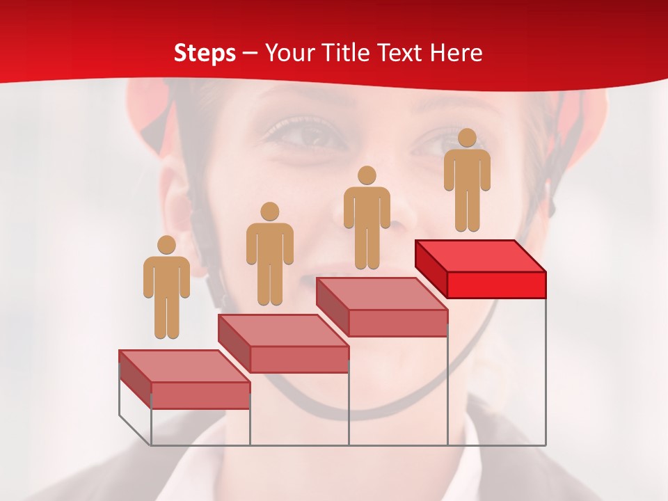 A Woman Wearing A Helmet With A Red Background PowerPoint Template