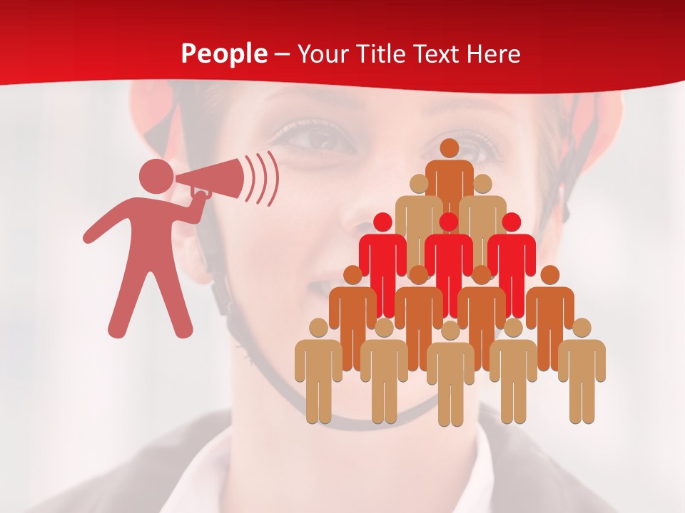 A Woman Wearing A Helmet With A Red Background PowerPoint Template