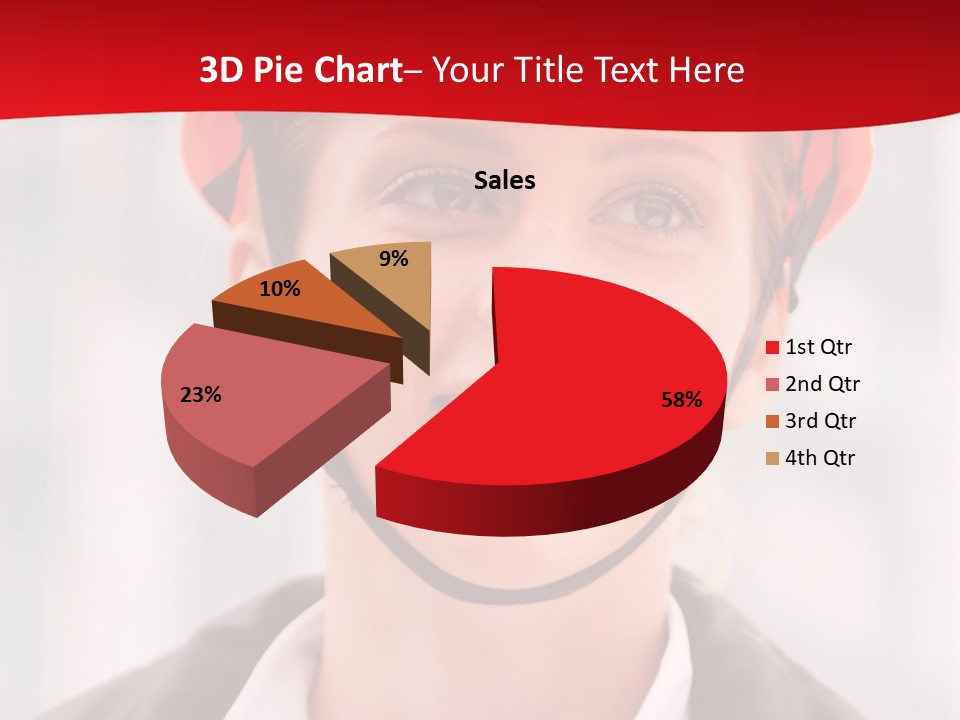 A Woman Wearing A Helmet With A Red Background PowerPoint Template