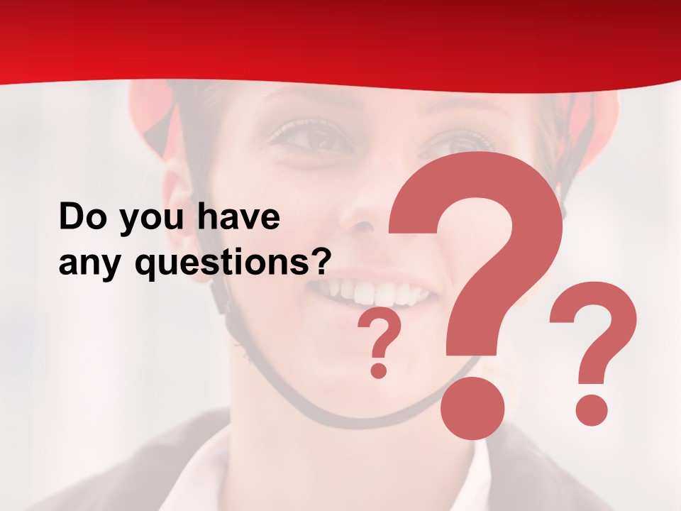 A Woman Wearing A Helmet With A Red Background PowerPoint Template