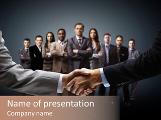 A Group Of Business People Shaking Hands PowerPoint Template