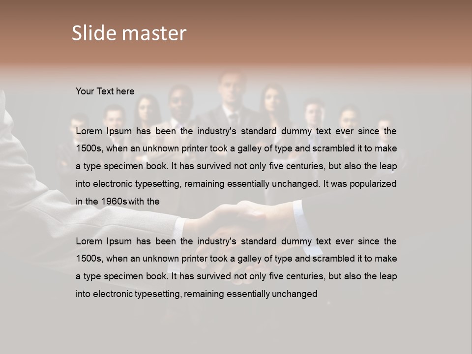 A Group Of Business People Shaking Hands PowerPoint Template