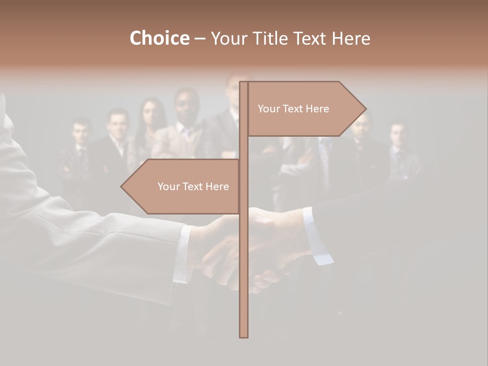 A Group Of Business People Shaking Hands PowerPoint Template