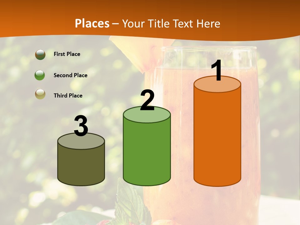 A Glass Of Orange Juice With Raspberries On A Table PowerPoint Template