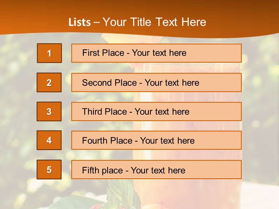 A Glass Of Orange Juice With Raspberries On A Table PowerPoint Template