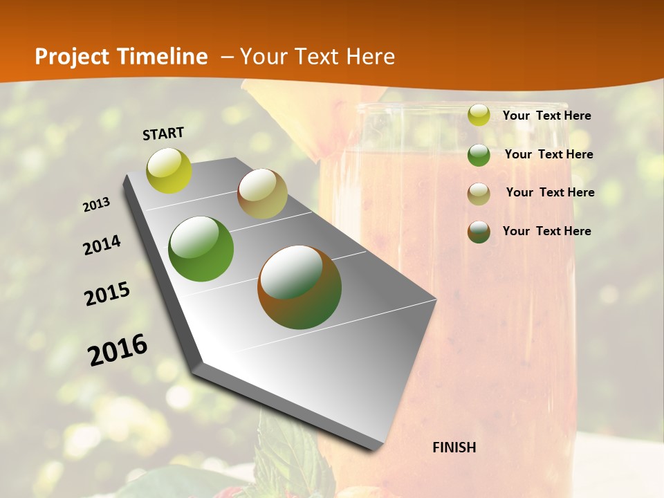 A Glass Of Orange Juice With Raspberries On A Table PowerPoint Template
