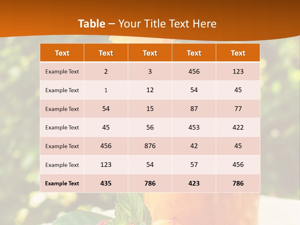 A Glass Of Orange Juice With Raspberries On A Table PowerPoint Template