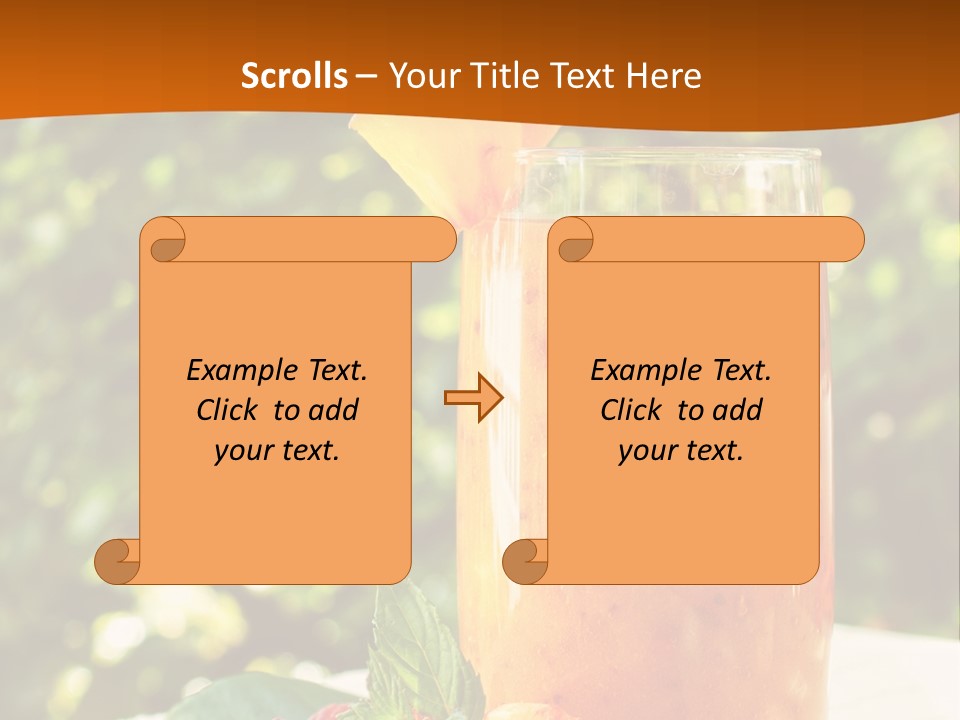 A Glass Of Orange Juice With Raspberries On A Table PowerPoint Template