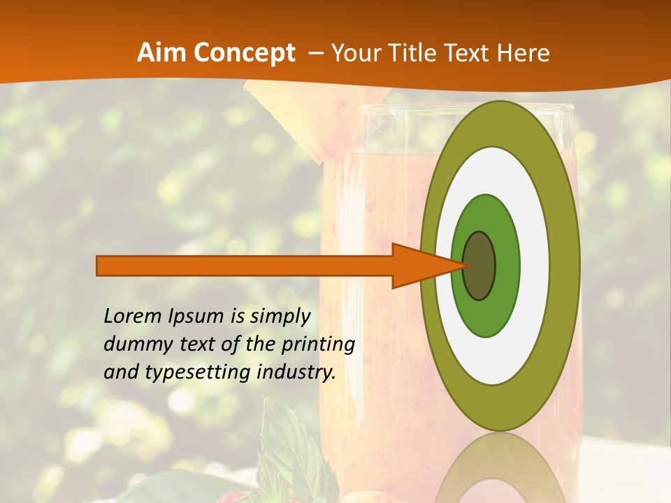 A Glass Of Orange Juice With Raspberries On A Table PowerPoint Template