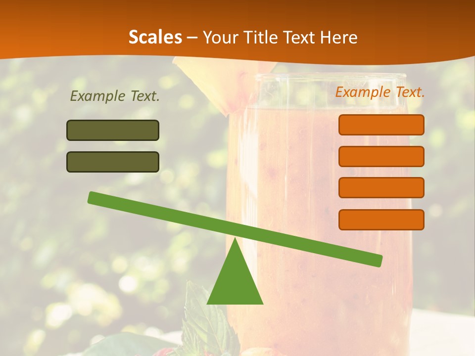A Glass Of Orange Juice With Raspberries On A Table PowerPoint Template
