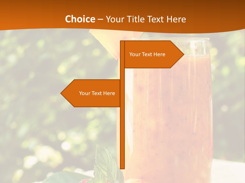 A Glass Of Orange Juice With Raspberries On A Table PowerPoint Template