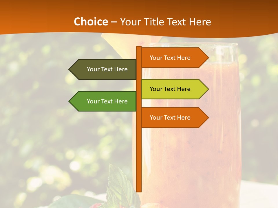 A Glass Of Orange Juice With Raspberries On A Table PowerPoint Template