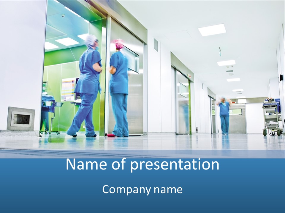 A Group Of Doctors Walking Down A Hospital Hallway PowerPoint Template