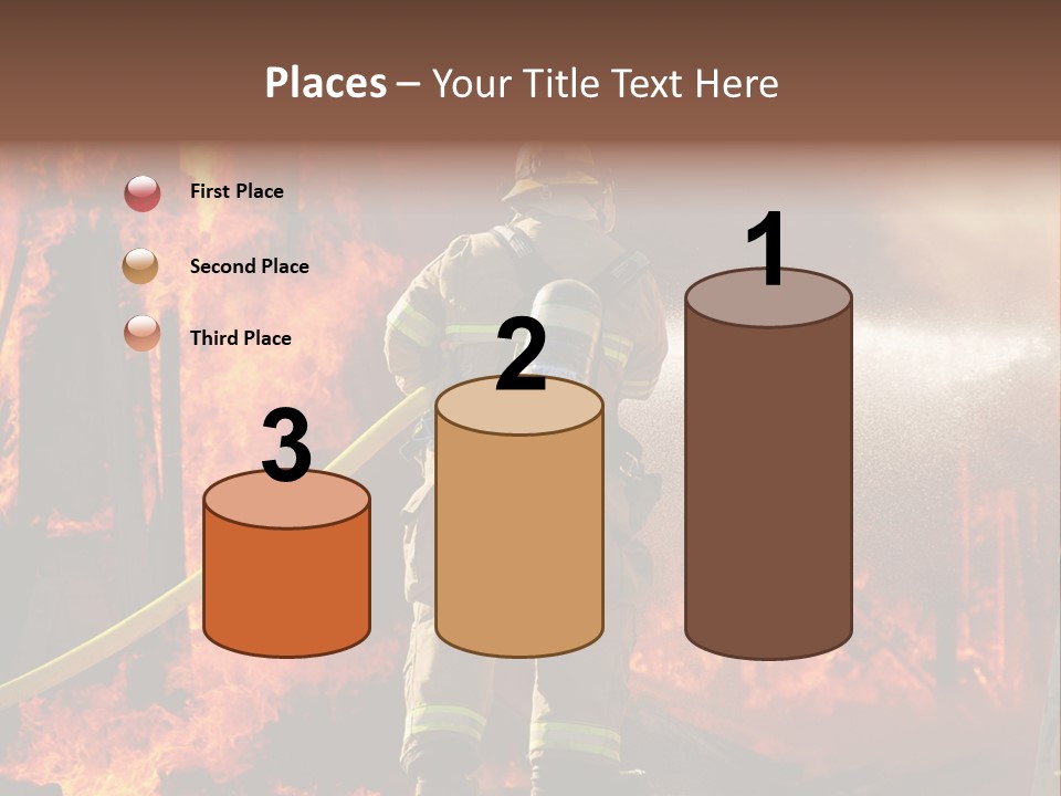 A Firefighter Spraying Water On A Fire PowerPoint Template