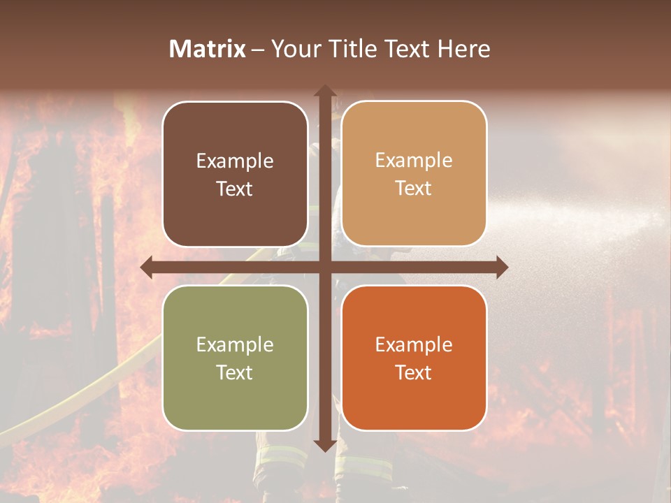 A Firefighter Spraying Water On A Fire PowerPoint Template