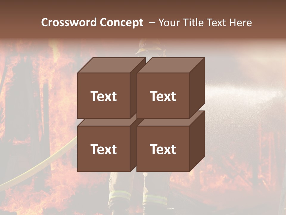 A Firefighter Spraying Water On A Fire PowerPoint Template