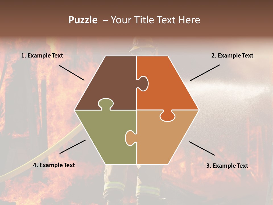 A Firefighter Spraying Water On A Fire PowerPoint Template