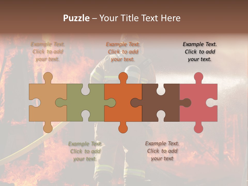 A Firefighter Spraying Water On A Fire PowerPoint Template