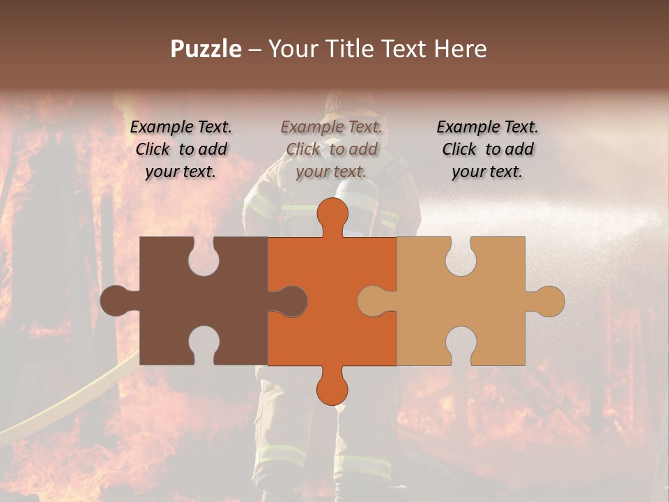 A Firefighter Spraying Water On A Fire PowerPoint Template