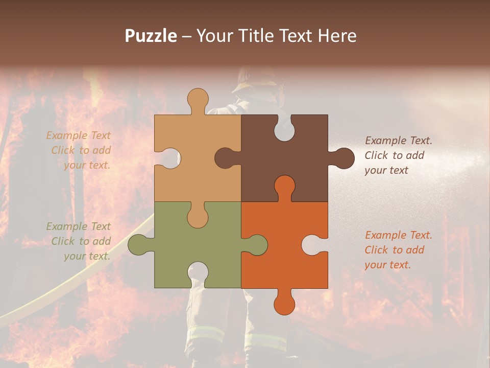 A Firefighter Spraying Water On A Fire PowerPoint Template