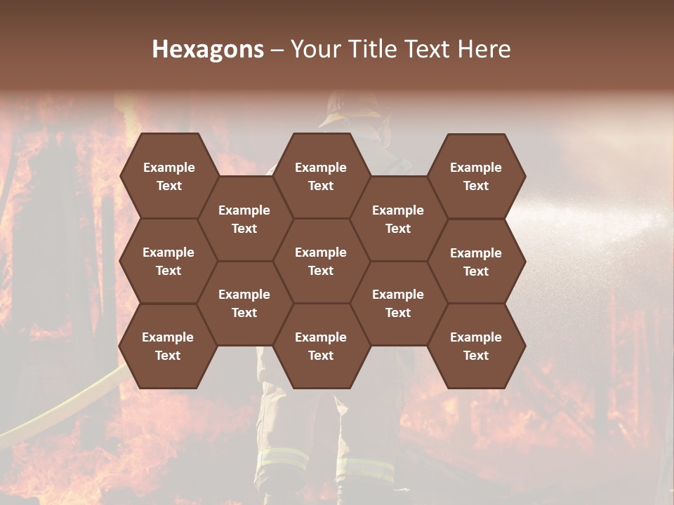 A Firefighter Spraying Water On A Fire PowerPoint Template