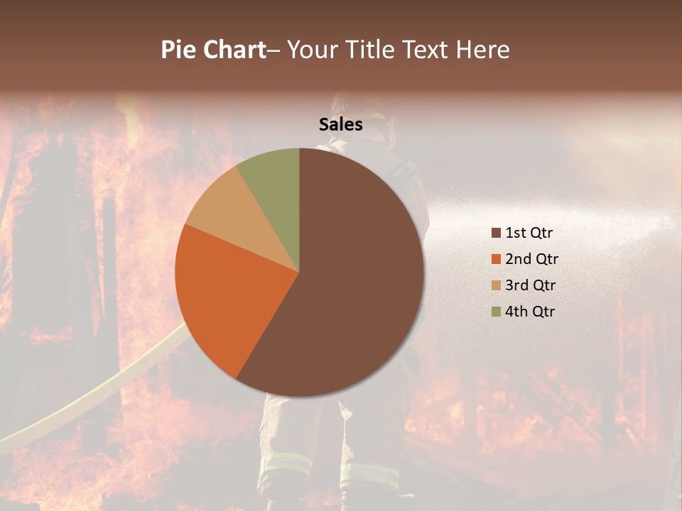 A Firefighter Spraying Water On A Fire PowerPoint Template