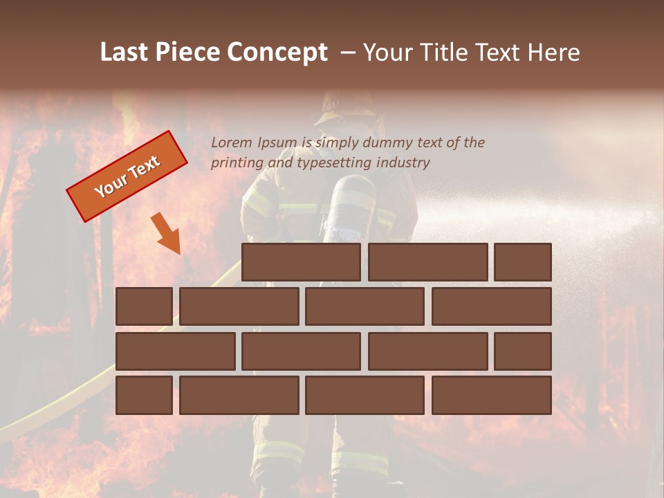 A Firefighter Spraying Water On A Fire PowerPoint Template