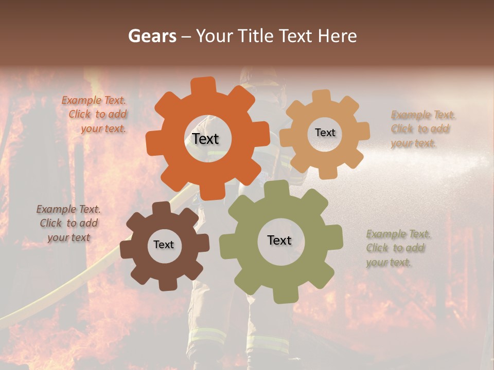 A Firefighter Spraying Water On A Fire PowerPoint Template