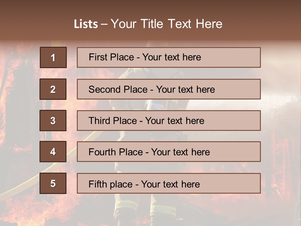 A Firefighter Spraying Water On A Fire PowerPoint Template