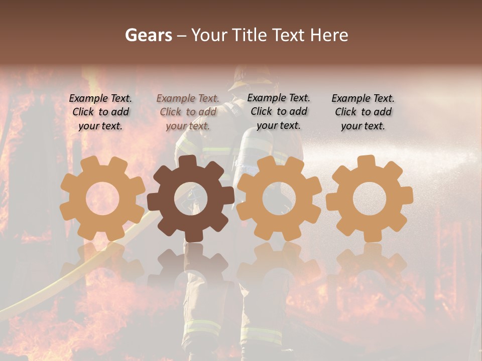 A Firefighter Spraying Water On A Fire PowerPoint Template