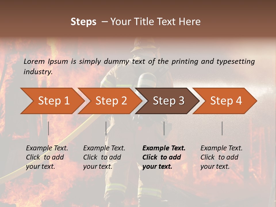 A Firefighter Spraying Water On A Fire PowerPoint Template